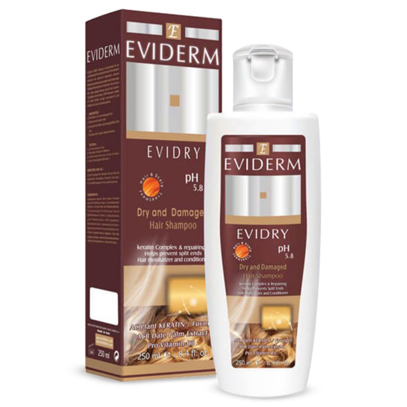 Eviderm Shampoo Dry_Damaged    PH5.8-اويدرم شامپو موهاي خشک و آسيب ديده         250ml