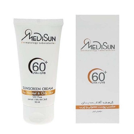 Medisun Sunscreen Cream oil free Spf60-مديسان کرم ضد آفتاب  بي رنگ فاقد چربي60