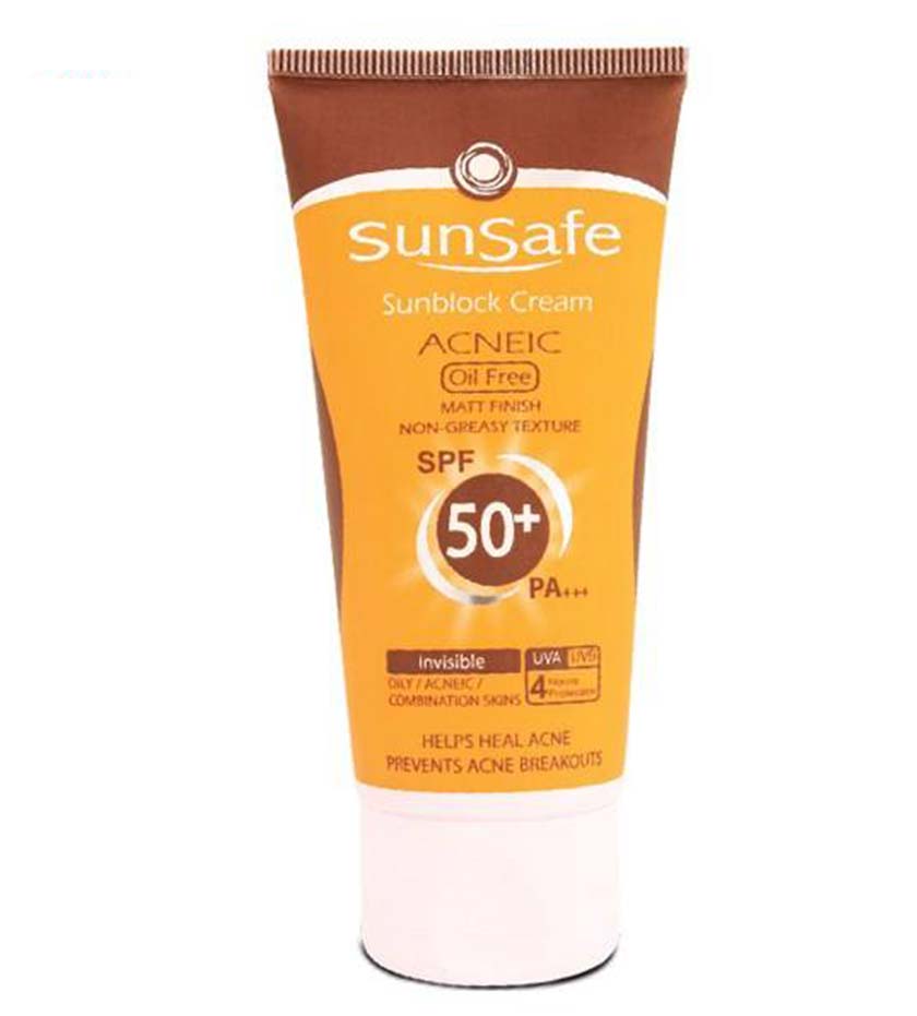 SunSafe Sunblock Cream Acneic             SPF50+-سان سيف کرم ضد آفتاب فاقد چربي  جديد50