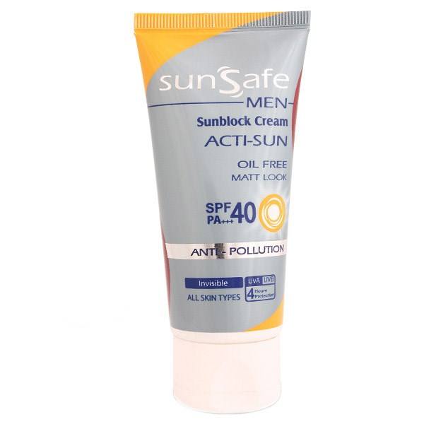 SunSafe Sunblock Cream Men Oil Free        SPF40-سان سيف کرم ضد افتاب آقايان                SPF40