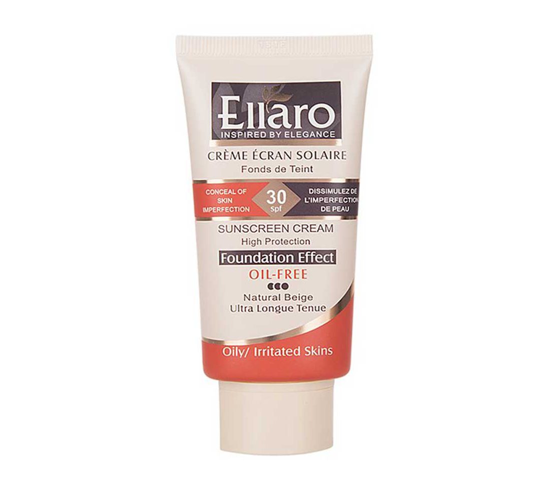 Ellaro Sunscreen Cream Oll-Free            SPF30-الارو کرم ضدافتاب فاقد چربي بژ طبيعي        SPF30